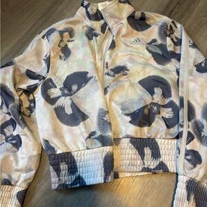 Adidas Kids Bomber Jacket - Black and Cream Floral Design